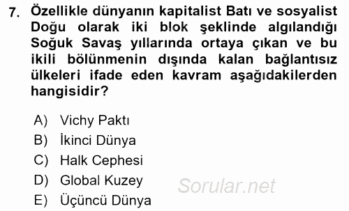 İnsan Hakları ve Demokratikleşme Süreci 2016 - 2017 3 Ders Sınavı 7.Soru