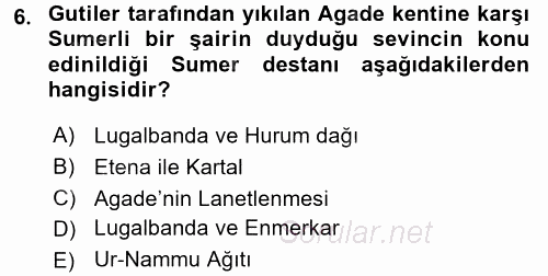 Mitoloji ve Din 2016 - 2017 Dönem Sonu Sınavı 6.Soru