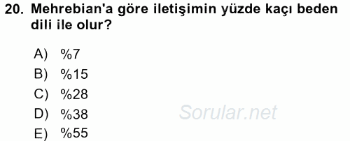 İletişim Bilgisi 2017 - 2018 Ara Sınavı 20.Soru İletişim Bilgisi 2017 - 2018 Ara Sınavı 20.Soru