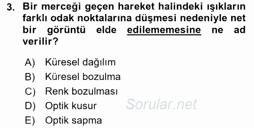 Temel Fotoğrafçılık 2015 - 2016 Tek Ders Sınavı 3.Soru