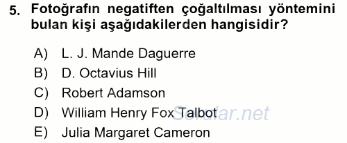 Temel Fotoğrafçılık 2015 - 2016 Tek Ders Sınavı 5.Soru