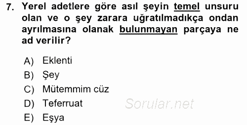 Gayrimenkullerde Vergilendirme 2017 - 2018 Ara Sınavı 7.Soru