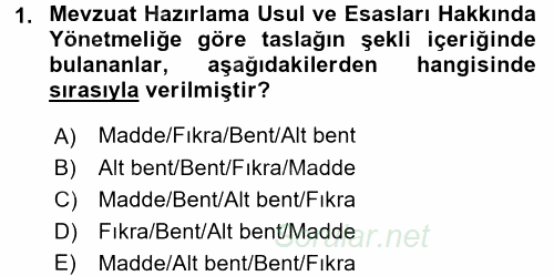 Hukuk Dili Ve Adli Yazışmalar 2015 - 2016 Ara Sınavı 1.Soru