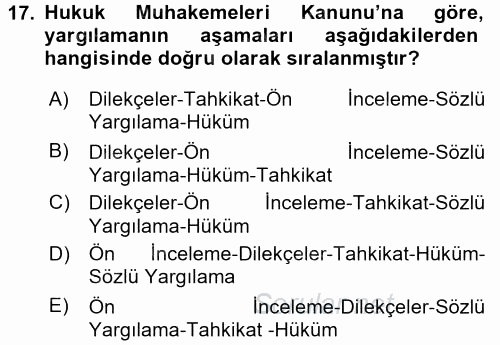 Hukuk Dili Ve Adli Yazışmalar 2015 - 2016 Ara Sınavı 17.Soru