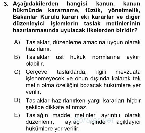 Hukuk Dili Ve Adli Yazışmalar 2015 - 2016 Ara Sınavı 3.Soru