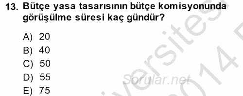 Kamu Mali Yönetimi 2013 - 2014 Ara Sınavı 13.Soru