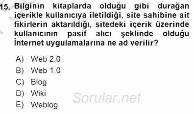 İng. Öğretmenliğinde Öğretim Teknolojileri Ve Materyal Tasarımı 1 2015 - 2016 Dönem Sonu Sınavı 15.Soru