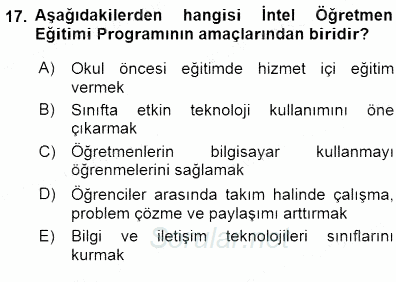 İng. Öğretmenliğinde Öğretim Teknolojileri Ve Materyal Tasarımı 1 2015 - 2016 Dönem Sonu Sınavı 17.Soru