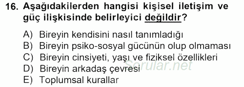 Uluslararası İletişim 2012 - 2013 Ara Sınavı 16.Soru