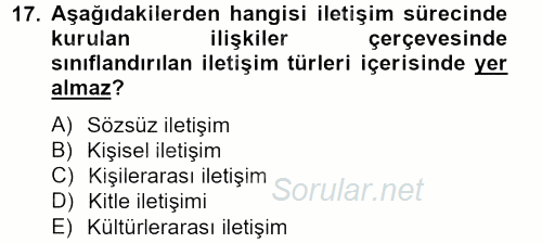 Uluslararası İletişim 2012 - 2013 Ara Sınavı 17.Soru