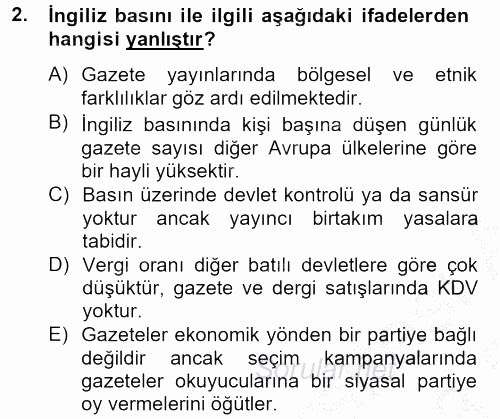 Uluslararası İletişim 2012 - 2013 Ara Sınavı 2.Soru