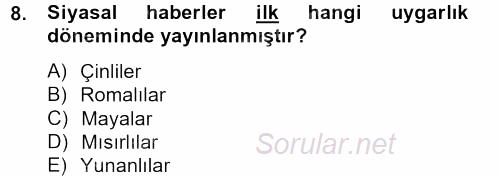Uluslararası İletişim 2012 - 2013 Ara Sınavı 8.Soru