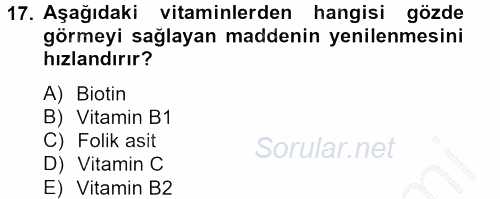 Temel Veteriner Biyokimya 2012 - 2013 Dönem Sonu Sınavı 17.Soru