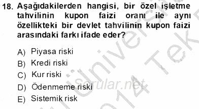 Finansal Ekonomi 2013 - 2014 Tek Ders Sınavı 18.Soru