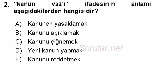 Osmanlı Türkçesi Metinleri 1 2017 - 2018 Ara Sınavı 2.Soru