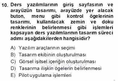 Bilgisayar 2 2013 - 2014 Dönem Sonu Sınavı 10.Soru