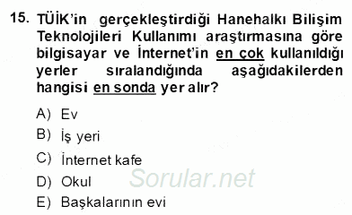 Bilgisayar 2 2013 - 2014 Dönem Sonu Sınavı 15.Soru
