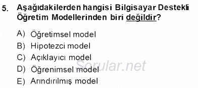 Bilgisayar 2 2013 - 2014 Dönem Sonu Sınavı 5.Soru