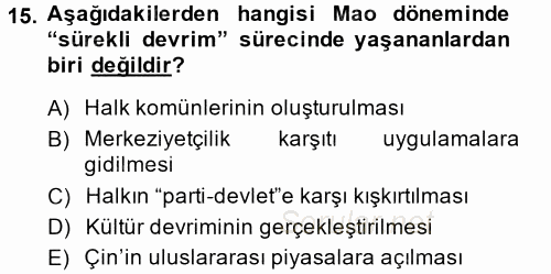 Uluslararası Ekonomi Politik 2013 - 2014 Dönem Sonu Sınavı 15.Soru