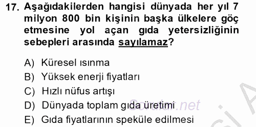 Uluslararası Ekonomi Politik 2013 - 2014 Dönem Sonu Sınavı 17.Soru