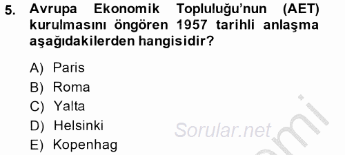 Uluslararası Ekonomi Politik 2013 - 2014 Dönem Sonu Sınavı 5.Soru