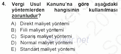 Lojistik Maliyetleri ve Raporlama 1 2014 - 2015 Dönem Sonu Sınavı 4.Soru