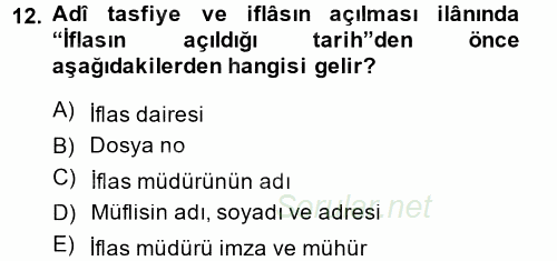 Hukuk Dili Ve Adli Yazışmalar 2014 - 2015 Dönem Sonu Sınavı 12.Soru