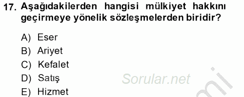 Hukuk Dili Ve Adli Yazışmalar 2014 - 2015 Dönem Sonu Sınavı 17.Soru