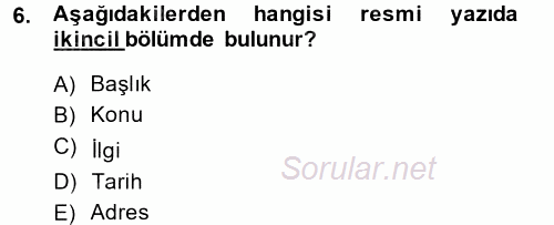 Hukuk Dili Ve Adli Yazışmalar 2014 - 2015 Dönem Sonu Sınavı 6.Soru