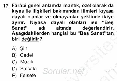 Ortaçağ Felsefesi 2 2013 - 2014 Ara Sınavı 17.Soru