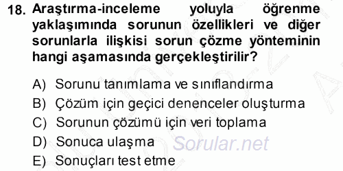 Özel Öğretim Yöntemleri 1 2013 - 2014 Ara Sınavı 18.Soru