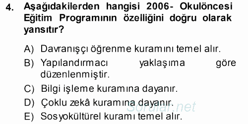 Özel Öğretim Yöntemleri 1 2013 - 2014 Ara Sınavı 4.Soru