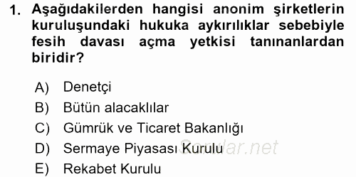 Ticaret Hukuku 2 2017 - 2018 Ara Sınavı 1.Soru