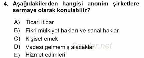 Ticaret Hukuku 2 2017 - 2018 Ara Sınavı 4.Soru