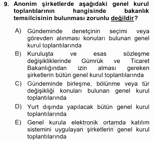 Ticaret Hukuku 2 2017 - 2018 Ara Sınavı 9.Soru