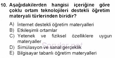 Okulöncesinde Materyal Geliştirme 2012 - 2013 Dönem Sonu Sınavı 10.Soru