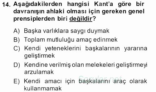 İşletmelerde Sosyal Sorumluluk Ve Etik 2014 - 2015 Ara Sınavı 14.Soru