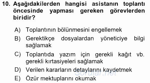 Toplantı Ve Sunu Teknikleri 2015 - 2016 Dönem Sonu Sınavı 10.Soru