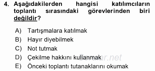 Toplantı Ve Sunu Teknikleri 2015 - 2016 Dönem Sonu Sınavı 4.Soru