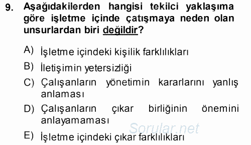 Endüstri İlişkileri 2013 - 2014 Ara Sınavı 9.Soru