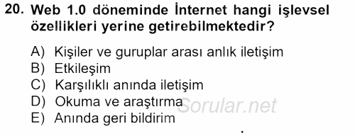 Hareketli Görüntünün Tarihi 2013 - 2014 Dönem Sonu Sınavı 20.Soru