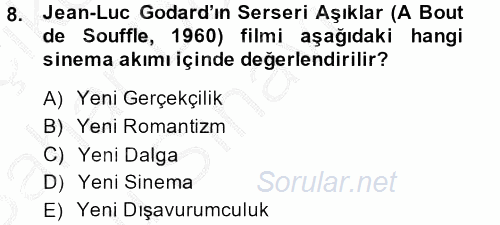 Hareketli Görüntünün Tarihi 2013 - 2014 Dönem Sonu Sınavı 8.Soru