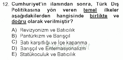 Atatürk İlkeleri Ve İnkılap Tarihi 2 2012 - 2013 Tek Ders Sınavı 12.Soru