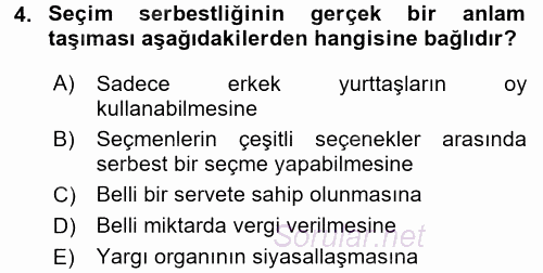 Anayasa Hukuku 2016 - 2017 Dönem Sonu Sınavı 4.Soru