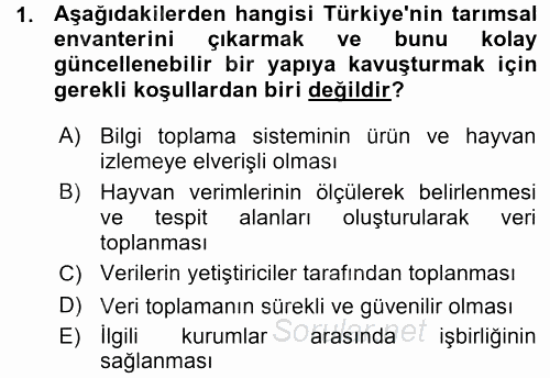 Hayvan Yetiştirme 2015 - 2016 Ara Sınavı 1.Soru