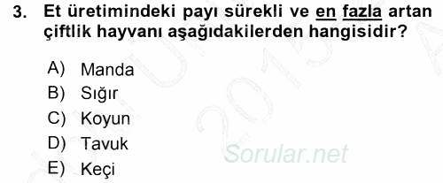 Hayvan Yetiştirme 2015 - 2016 Ara Sınavı 3.Soru