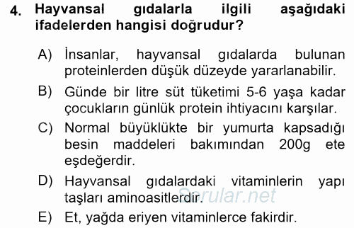 Hayvan Yetiştirme 2015 - 2016 Ara Sınavı 4.Soru
