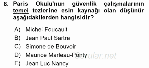 Strateji ve Güvenlik 2017 - 2018 Dönem Sonu Sınavı 8.Soru