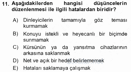 Halkla İlişkiler Uygulama Teknikleri 2015 - 2016 Dönem Sonu Sınavı 11.Soru