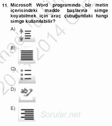 Bilgisayar 1 2013 - 2014 Ara Sınavı 11.Soru